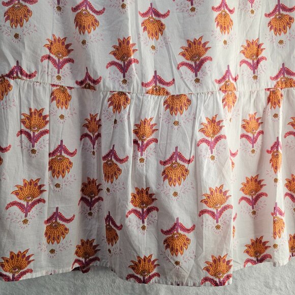 J Crew Women Floral Boho Skirt Midi Peasant Cotton Size 18 White Pink Orange - Picture 3 of 15